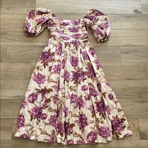 Floral Dress with Puff Sleeves